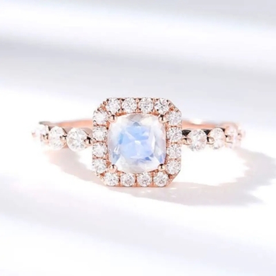 Beautiful 925 Solid Sterling Silver Ring , Oval Cut Moonstone Gemstone Ring For Girls