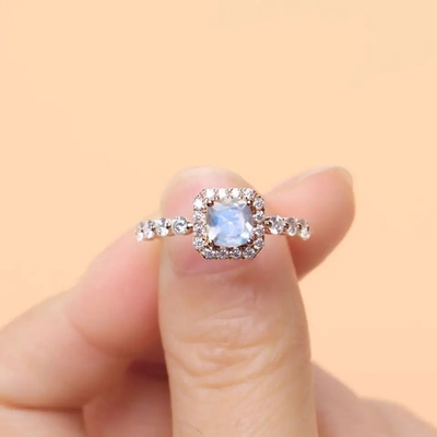 Beautiful 925 Solid Sterling Silver Ring , Oval Cut Moonstone Gemstone Ring For Girls