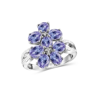 Natural 2 ct Cushion Cut Tanzanite Cocktail Ring in Sterling Silver  Engagement Ring In 18K White Gold