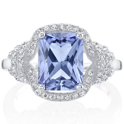 Natural 2 ct Cushion Cut Tanzanite Cocktail Ring in Sterling Silver  Engagement Ring In 18K White Gold
