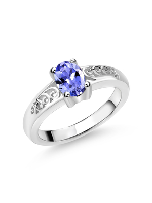 Oval Natural Primal Gold 14 Karat White Gold 6x4mm Pear Tanzanite Ring -Handmade Wedding Ring