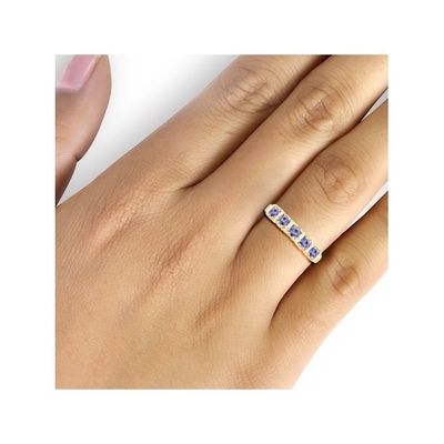1/2 Carat T.G.W. Tanzanite 14kt Gold over Sterling Silver 5-Stone CZ Engagement Ring