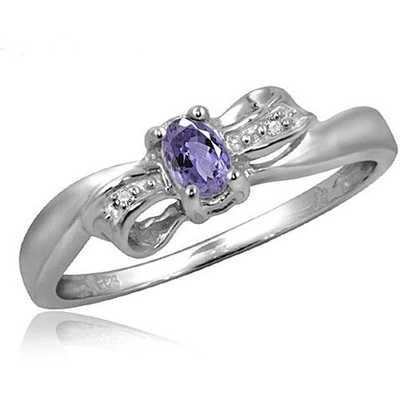 0.25 Carat Tanzanite 0.925 Sterling Silver Ring Jewelry with White CZ – Gemstone Rings with Hypoallergenic