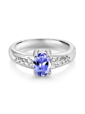 0.25 Carat Tanzanite 0.925 Sterling Silver Ring Jewelry with White CZ – Gemstone Rings with Hypoallergenic