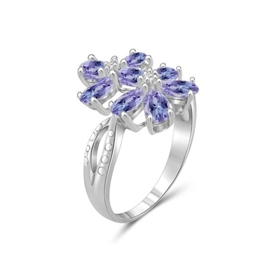 Miabella Women's 4/5 Carat T.G.W. Tanzanite Sterling Silver Semi-Eternity Engagement Ring