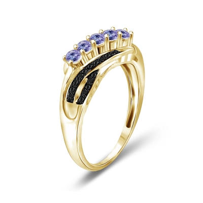 Miabella Women's 4/5 Carat T.G.W. Tanzanite Sterling Silver Semi-Eternity Engagement Ring