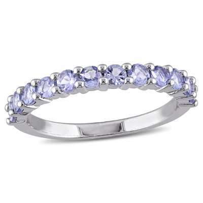 Miabella Women's 4/5 Carat T.G.W. Tanzanite Sterling Silver Semi-Eternity Engagement Ring
