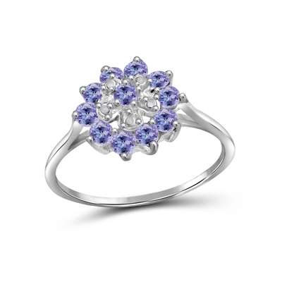 Branch Flower Design Jewelers Club Tanzanite Ring  Sterling Silver Ring Jewelry with White CZ Accent
