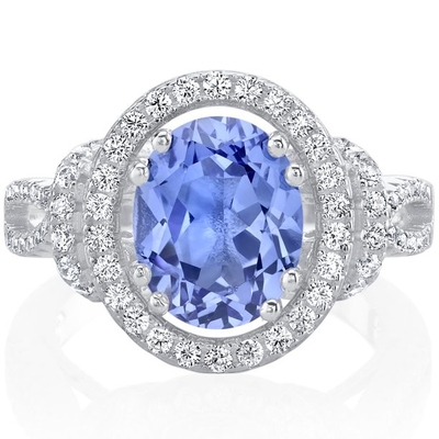 Natural Simulated Tanzanite Ring in Sterling Silver - Artsy Alternative Engagement Ring - Handmade Wedding Ring