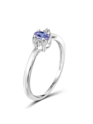 Gem Stone King 0.18 Ct Blue Tanzanite 925 Sterling Silver Ring with 10K Yellow Gold Prongs Ring
