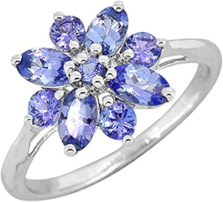 0.25 Carat Tanzanite With Sterling Silver Ring Jewelry with White CZ Accent