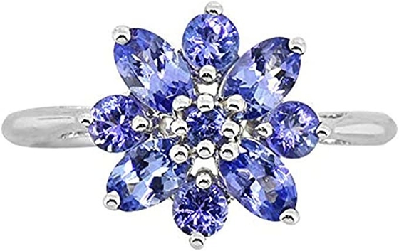 0.5 CTW Natural Blue Tanzanite Ring 18K Solid White Gold