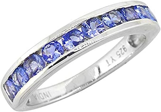 0.5 CTW Natural Blue Tanzanite Ring 18K Solid White Gold