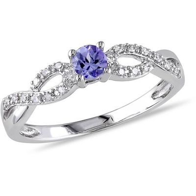 1.5 Carat Natural Tanzanite Engagement Ring In18K White Gold Plating Over Silver