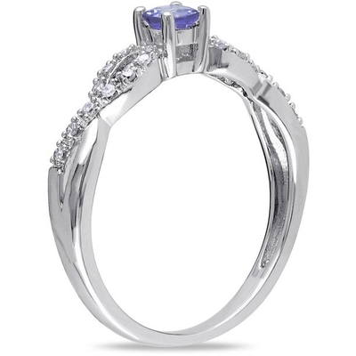 1.5 Carat Natural Tanzanite Engagement Ring In18K White Gold Plating Over Silver
