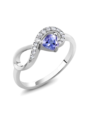 Antique Style Blue Sapphire Engagement Ring Set 14 White Gold
