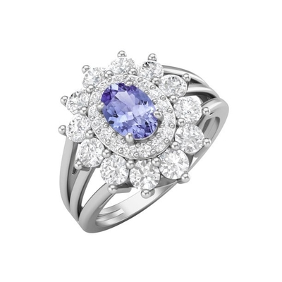 Tanzanite &amp; White Lab-Created Sapphire Boxed Set Sterling Silver