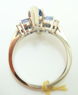 Three Tanzanite Boxed  Wedding Ring With White 925 Set Sterling Silver