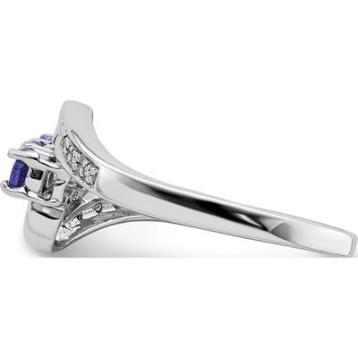 14k White Gold Oval Genuine Natural Tanzanite Ring with CZ