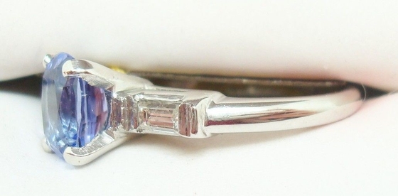 14k White Gold Oval Genuine Natural Tanzanite Ring with CZ