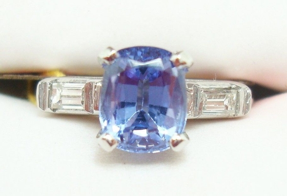 14k White Gold Oval Genuine Natural Tanzanite Ring with CZ