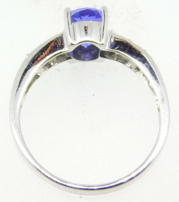 14k White Gold Oval Genuine Natural Tanzanite Ring with CZ