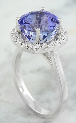 Flower Design JewelersClub Tanzanite Ring  Sterling Silver Ring Jewelry with White CZ Accent