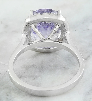 6.02 CTW Natural Blue Tanzanite Ring 18K Solid White Gold