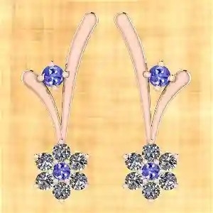 1.57 Ctw I2/I3 Natural Tanzanite And 14K Rose Gold Earrings