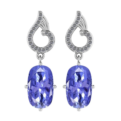 1.57 Ctw I2/I3 Natural Tanzanite And 14K Rose Gold Earrings