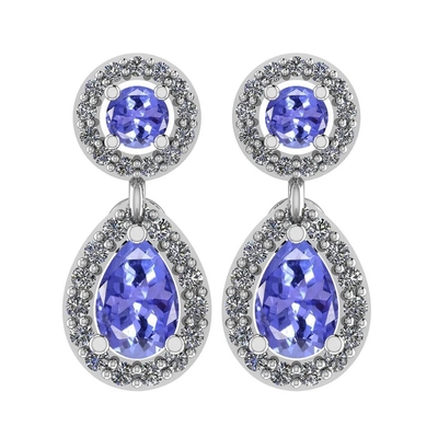 1.57 Ctw I2/I3 Natural Tanzanite And 14K Rose Gold Earrings