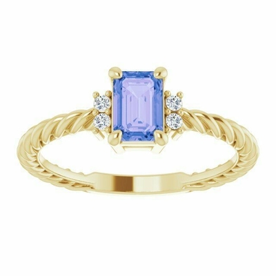 Gem Stone King 1.05 Ct 7x5mm Oval Tanzanite White Created Sapphire 925 Silver Ring