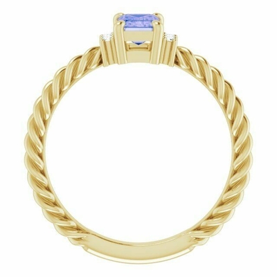 Tanzanite 0.06CTW Rope Engagement Ring In 14K Yellow Gold