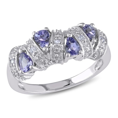 With 925 Sterling Silver Rhodium Tanzanite Engagement Ring