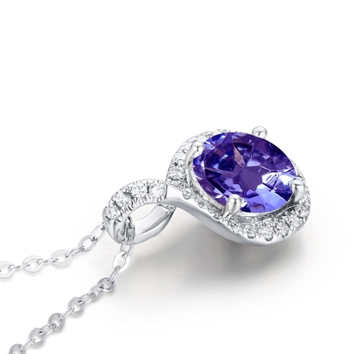 14K Solid Gold Angara Natural Tanzanite Solitaire Pendant Necklace For Women Girls