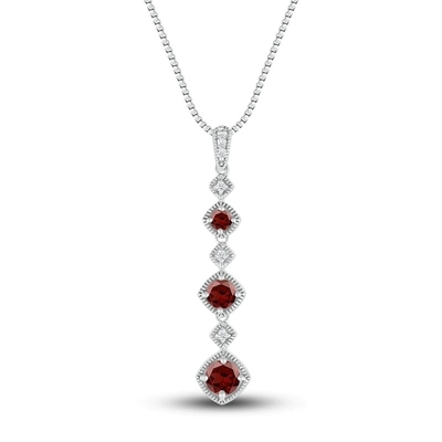 Colors in Rhythm Necklace Garnet/White Topaz Sterling Silver