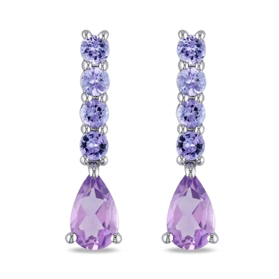 Jewellery Mythos Claw Amethyst Silver Drop Earrings For Women
