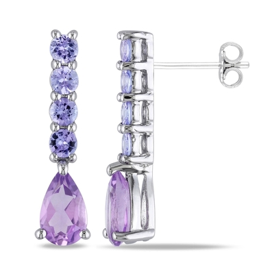 Jewellery Mythos Claw Amethyst Silver Drop Earrings For Women