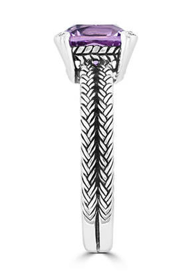 Amethyst Filigree Ring    Slightly Stones  With 4K White Gold, Amethyst .20cttw