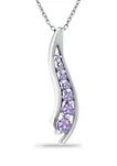 1/3 ct. t.w. Amethyst 7-Stone Journey Pendant Necklace in Sterling Silver