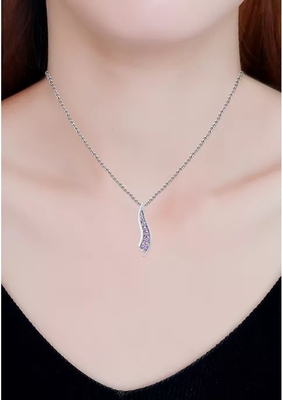 1/3 ct. t.w. Amethyst 7-Stone Journey Pendant Necklace in Sterling Silver