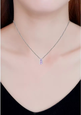3/8 ct. t.w. Amethyst 3-Stone Ladder Pendant Necklace in Sterling Silver