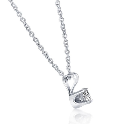0.33 Carat Pear Cut CZ - Solitaire - Bezel Setting Pendant Necklace - 10K White Gold