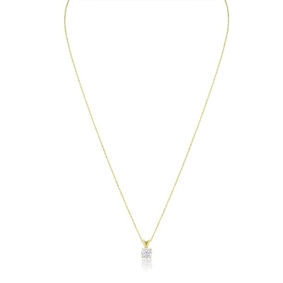 1/2 Carat CZ Solitaire Necklace In 14 Karat Yellow Gold (J-K Color, I1-I2 Clarity)