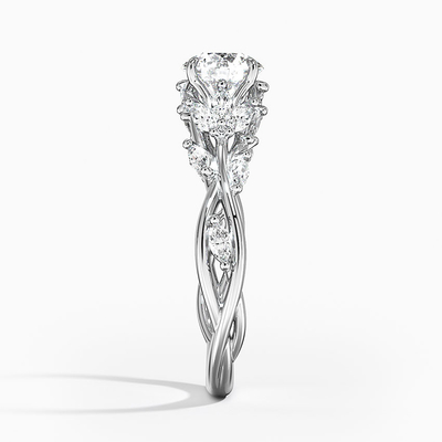 Lab Created Sapphire Capella Three Stone Lab CZ Ring Set with 9x7mm Blue Oval Lab Created Sapphire