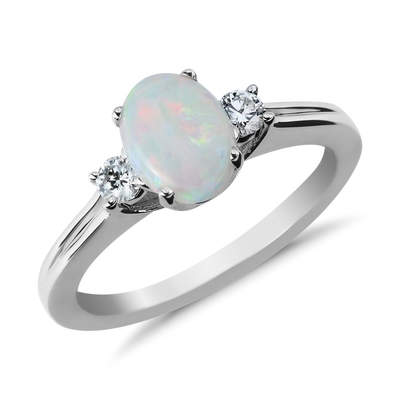 Oval Lab-Created Opal, Blue and White Sapphire Open Frame Twist Shank Ring in Sterling Silver
