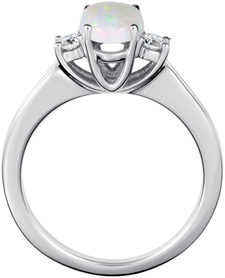 Oval Lab-Created Opal, Blue and White Sapphire Open Frame Twist Shank Ring in Sterling Silver