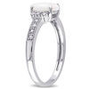 Oval Opal and CZ Accent Vintage-Style Ring in 10K White Gold