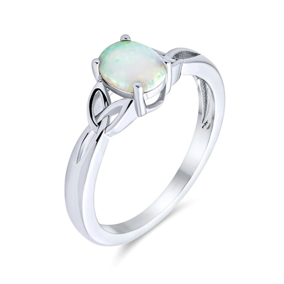 Thin CZ Accent Stackable 1/2 Eternity Oval Blue Pink Created Opal Band Ring For Women
