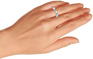 Thin CZ Accent Stackable 1/2 Eternity Oval Blue Pink Created Opal Band Ring For Women